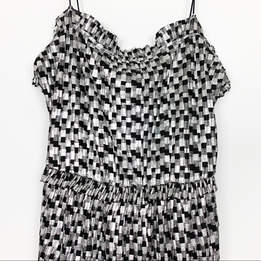 Zara Metallic Silver & Black Night Out Dress Small - Picture 7 of 13